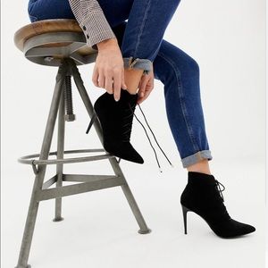 New Look Suedette Lace Up Heeled Boots